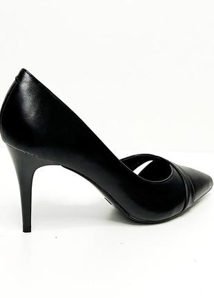 Жіночі шкіряні туфлі на високих підборах purlina 0058 чорні4 фото