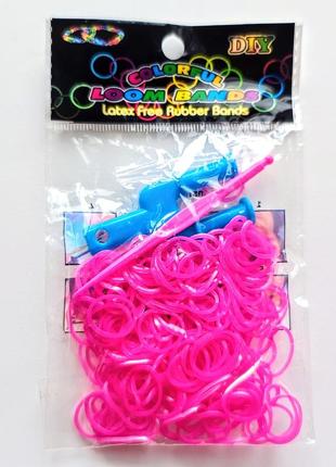 Набір резинок для плетіння finding резиночки для плетіння браслетів гачки рогатка рожеві
