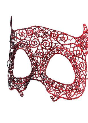 Маскарадна маска святкова на зав`язках 17 на 14 см червоний2 фото