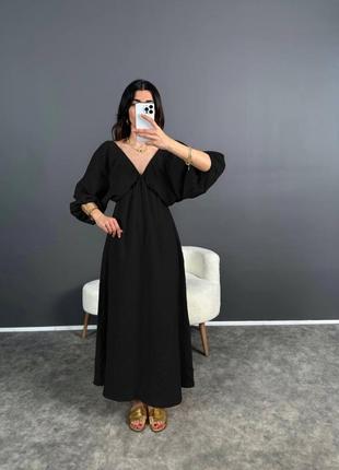 Натуральна бавовна🤍 ніжна довга сукня муслін вільного крою з довгими рукавами2 фото