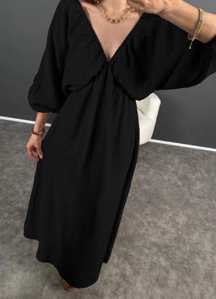 Натуральна бавовна🤍 ніжна довга сукня муслін вільного крою з довгими рукавами4 фото