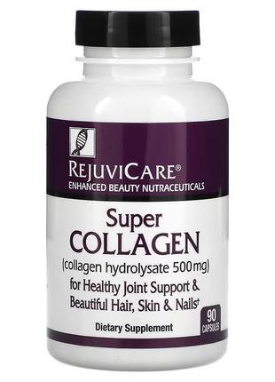 Rejuvicare, super collagen, гідролізат колагену, 500 мг, 90 капсул