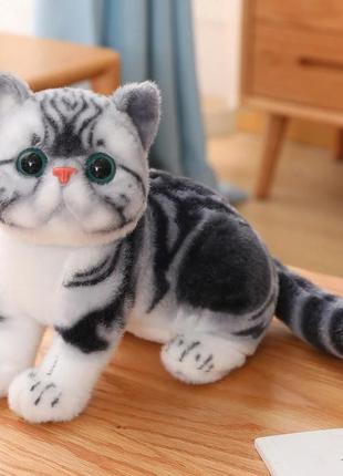Іграшка кіт як справжній. плюшевий кіт сірий 38 см