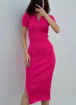 Топ ціна💫 міді сукня рубчик - мустанг - 9 кольорів3 фото