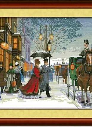 Набор для вышивания по нанесённой на канву схеме "twilight in foreign country". aida 14ct printed, 54*36 см