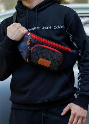 Бананка coach track belt bag in colorblock поясна сумка чоловіча / жіноча