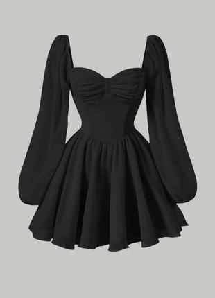Круте плаття з пишною спідницею + гарне драпірування на грудях чорний