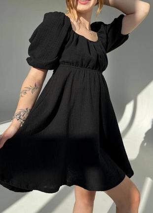 Потрясающее легкое платье с бантиком черный