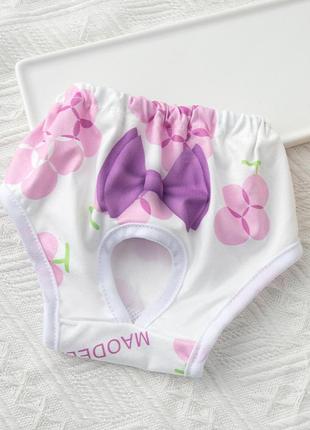 Труси гігієнічні для тічки у собак рожеві з бантиком s