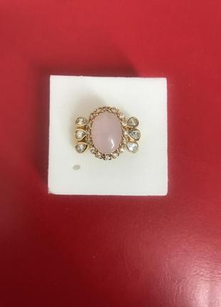 Женское кольцо с кварцом / женский перстень розовый кварц