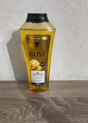 Питательный шампунь gliss oil nutritive для сухих и поврежденных волос 400 мл