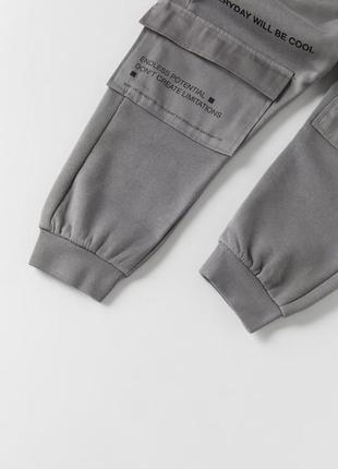 Модні сірі спортивні штани карго джогери джоггери на манжетах зара zara для хлопчика 8 років 1284 фото