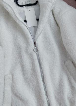 Куртка-бомбер зі щільного баранчика на підкладці білий2 фото