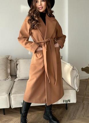 Женское кашемировое пальто кемел