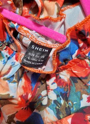 Чайное платье миди в цветочный принт shein (размер 40-42)6 фото