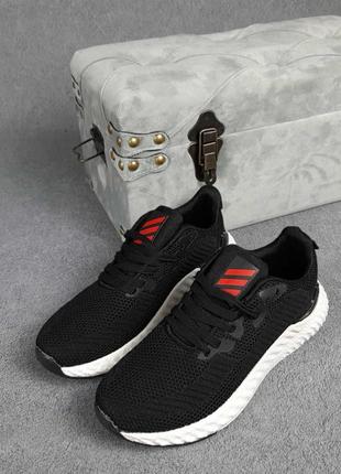 Adіdas чорні з червоним кросівки чоловічі кеди адідас весняні літні демісезонні демісезон низькі текстильні сітка легкі відмінна якість2 фото