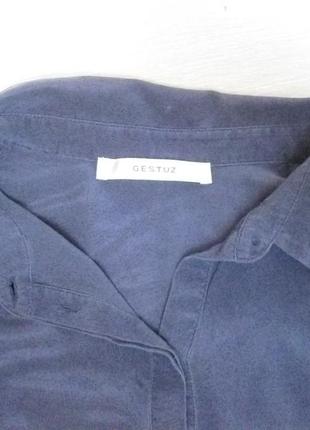 M розмір, сорочка рубашка натуральний шовк 100% колір синій3 фото