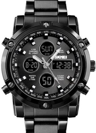 Мужские наручные часы skmei molot черные с черным циферблатом лучший подарок2 фото