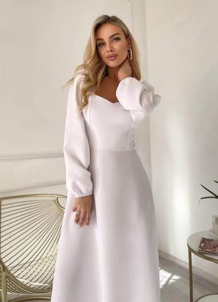 Дуже ніжне легке плаття з довгим рукавом білий3 фото