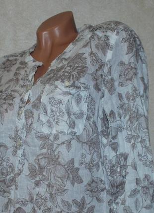 Блуза принтована бренду
 marks &amp; spencer / 55% лен 45%хлопок/регулируемый рукав, удлиненная/6 фото