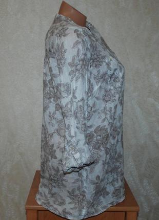 Блуза принтована бренду
 marks &amp; spencer / 55% лен 45%хлопок/регулируемый рукав, удлиненная/8 фото
