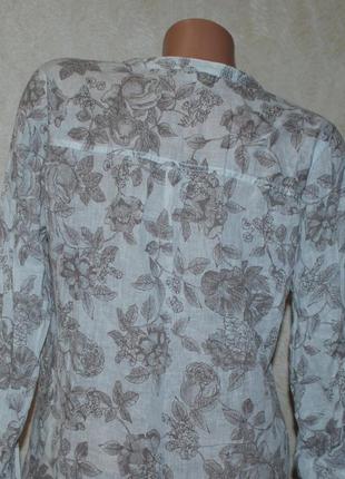 Блуза принтована бренду
 marks &amp; spencer / 55% лен 45%хлопок/регулируемый рукав, удлиненная/10 фото