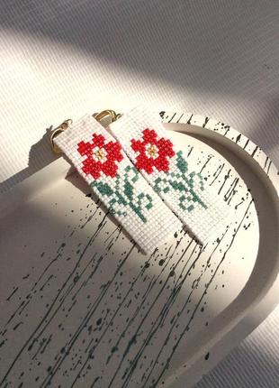 Сережки вишиванки українські квіти