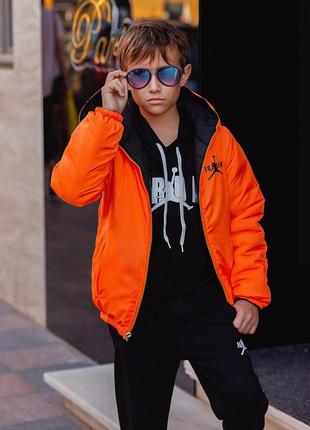 Куртка детская двухсторонняя 2206 "джордан" оранж8 фото