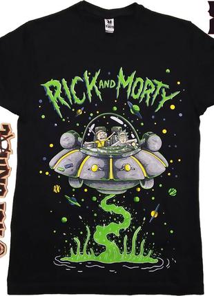 Футболка рік і морті "space adventure" (rick and morty), чорна, розмір xl