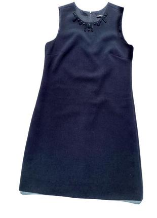 Тёмно синее плотное платье с камнями monoprix femme франция