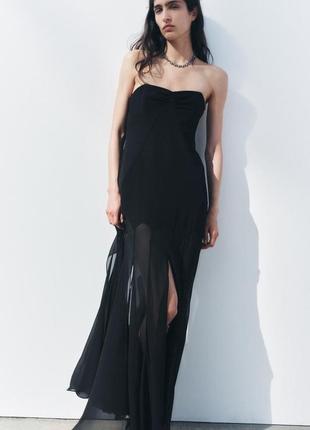 Невероятное черное полупрозрачное платье zara new6 фото