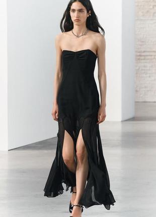 Невероятное черное полупрозрачное платье zara new3 фото