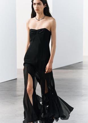 Невероятное черное полупрозрачное платье zara new5 фото
