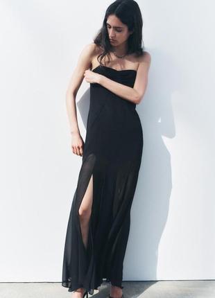 Невероятное черное полупрозрачное платье zara new8 фото