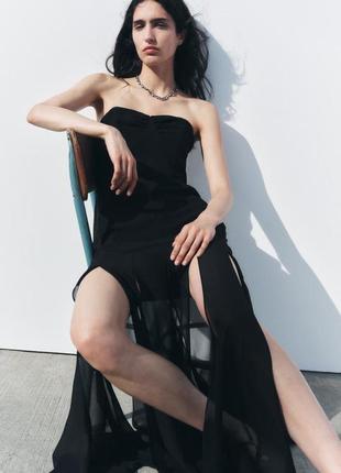 Невероятное черное полупрозрачное платье zara new7 фото