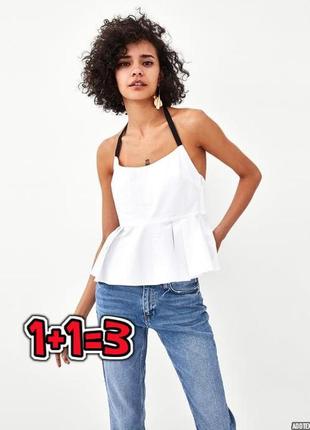 🎁1+1=3** фирменная белая оригинальная блуза блузка zara, размер 42 - 44