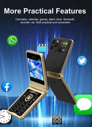 Servo p20 retro flip  складний мобільний телефон 4 sim карти 2g  ліхтарик , сотовий, розкладачка6 фото