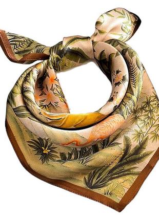 Жіноча хустка silk natural принт тварини в джунглях, 53*53 см