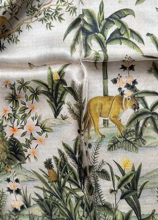 Жіноча хустка silk natural принт тварини в джунглях, 53*53 см3 фото