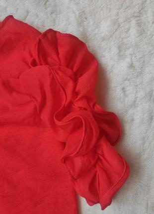 Красная блуза прозрачная с органзы органза кроп топ с длинными рукавами рюшами7 фото