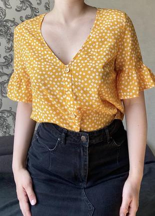 Блуза блузка футболка цветочный принт желтая