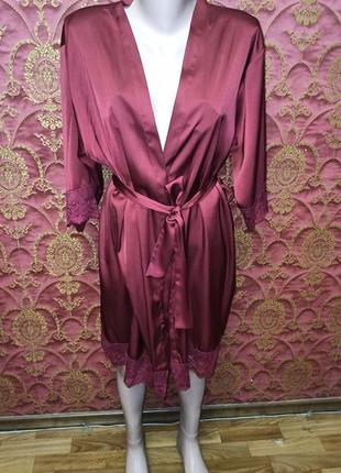 Красивый красный халатик атлас размер s/m