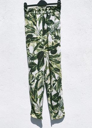 Красивые летние брюки с зелёными листьями с карманами h&m3 фото