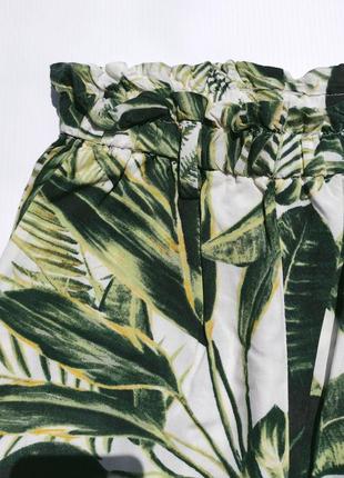 Красивые летние брюки с зелёными листьями с карманами h&m7 фото