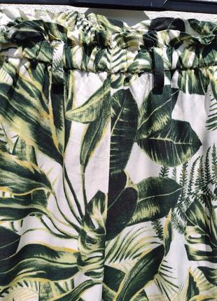 Красивые летние брюки с зелёными листьями с карманами h&m6 фото