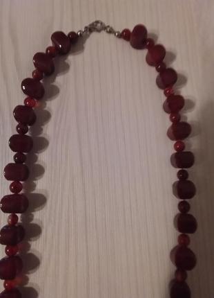 Колье бусы с сердолика