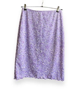 Юбка юбка фиолетовая сиреневая цветочный принт
