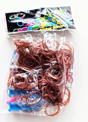 Набір резинок для плетіння finding резиночки для плетіння браслетів гачки рогатка коричневі1 фото