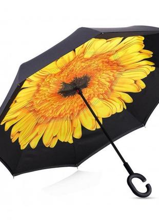 Парасолька up-brella квітка жовта двостороння подвійна складка розумна парасолька (2907-7812)