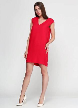 Стильное красное плотное платье mango